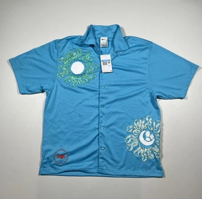 Nike Dri-FIT Shirt Mens Medium Blue Button Up Mesh Short Sleeve Sun DV9676-416 - Image 1 of 4