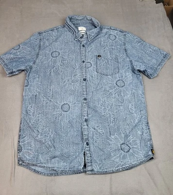Camisa Abotonada Quicksilver Para Hombres XL Azul Denim AOP Geométrica Ligera Campamento Foto 1 de 4