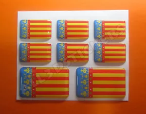 8 x Pegatinas 3D Relieve Bandera Provincia Valencia - Todas Banderas del MUNDO - Foto 1 di 1