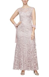 Alex Evenings Floral Embroidered Evening Gown Rose Women’s 12 New $269 - Picture 1 of 11