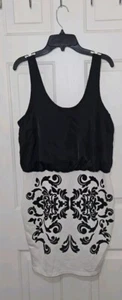 Vintage 90s Y2K Wet Seal Bodycon Mini Tank Dress SZ Medium Applied Beads Black - Picture 1 of 9