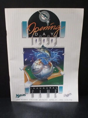 1993 Florida Marlins Inaugural Game Program Joe Robbie Stadium Excellent  - Image 1 of 4