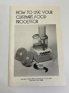 Cuisinart Food Processor CFP-9 Manual Re: Use Care & Recipes “How To …” - Picture 1 of 4