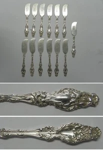 Lot of 13 Whiting LILY 1902 Sterling 5-5/8" Butter Spreaders Mono "WMB" - Picture 1 of 1