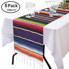 14" x 108" Mexican Serape Table Runner Colorful Fringe Home Wedding Fiesta Decor