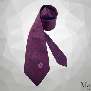 VERSACE Current Purple Paisley Medusa Print Silk Tie Made In Italy W:3.1" NWT - Picture 1 of 6