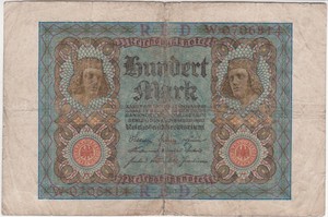 German Hundred Mark Note Weimar Republic 1920 Reichsbanknote P-69