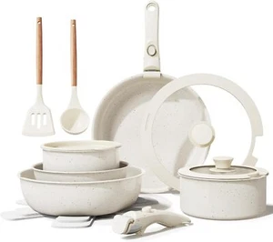 Ceramic Nonstick Cookware Set, Healthy,Non Toxic,17-Pieces Pots and Pans - Picture 1 of 7