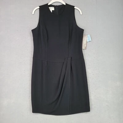 Vestido Vaina Jones New York Vintage Años 90 Para Mujer 10P Negro Plisado Chic Stock Muerto Foto 1 de 4