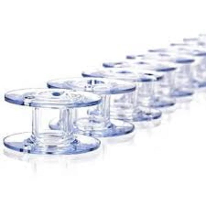 100 Singer Class 15 Clear Bobbins 006066008 BROTHER PART# SA-156,DROP IN BOBBIN - Image 1 of 1