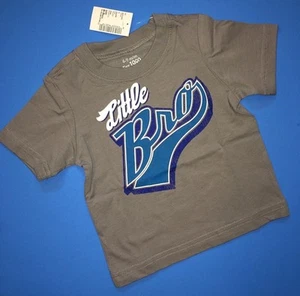 *NEW* "Little Bro" Brother Baby Boys Graphic Shirt 6-9 12 18 Months Gift Gray SS - Picture 1 of 4