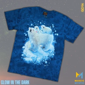 Blaues T-Shirt Rock Chang Original Eisbären Naturblick leuchten im Dunkeln Unisex - Bild 1 von 8