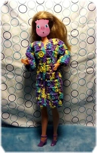 Handmade for 11.5" Fashion Doll Crocheted Sweater NEW Purple, Teal & Yellow - Picture 1 of 11