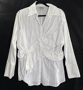 NYGARD Collection Women Ruffle Pintuck Blouse Long Sleeve Sz 16 White 38-7 - Picture 1 of 13