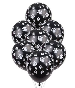 12 globos con estampado de patas tema de perro fiesta de cumpleaños 12" blanco y negro - Imagen 1 de 1