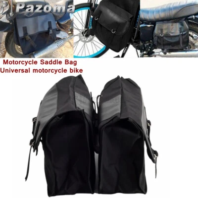 Waterproof Canvass Saddle Bags Luggage Storage Bag Universal For Harley Yamaha - Image 1 of 4