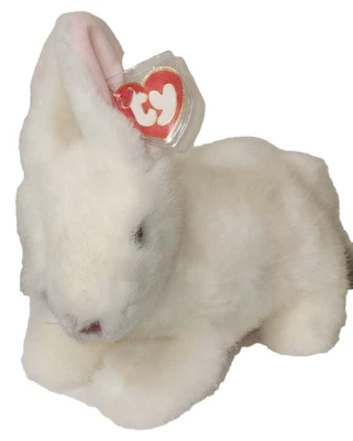 Ty Classic - BOWS the White Bunny Rabbit 10" NUEVO MWMTs Peluche Juguete Foto 1 de 4