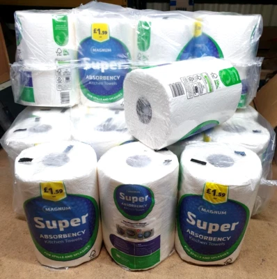 M PAPER 24 Mega Super Jumbo Kitchen Roll Towel Tissue Paper Cleaning Wipe White