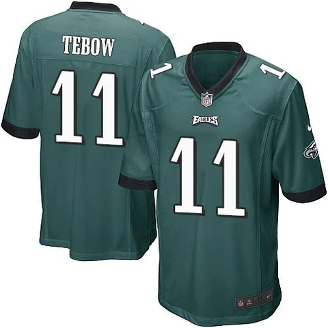 Tim Tebow Philadelphia Eagles #11 Nike On Field Home Jersey Men's Medium Green Cover