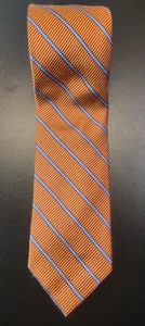 PETER MILLAR 100% Silk Orange Blue Striped NECK TIE 3" Wide - Picture 1 of 4