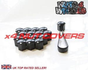 Black wheel nut bolt covers x4 - Picture 1 of 1