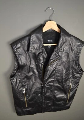 Chaleco de Motociclista Versace Versus Vintage Cuero Negro S-M Talla 48 Italiano Foto 1 de 4