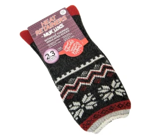 Muk Luks Wärmespeicher Thermo Hausschuhe Socken Fair Isle Snowflake anthrazit - NEU - Bild 1 von 1