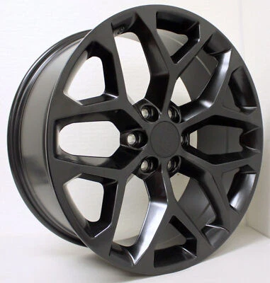 GMC 22" Satin Black Snowflake Wheels Rims For 2000-2025 Sierra Yukon Escalade - Image 1 of 2
