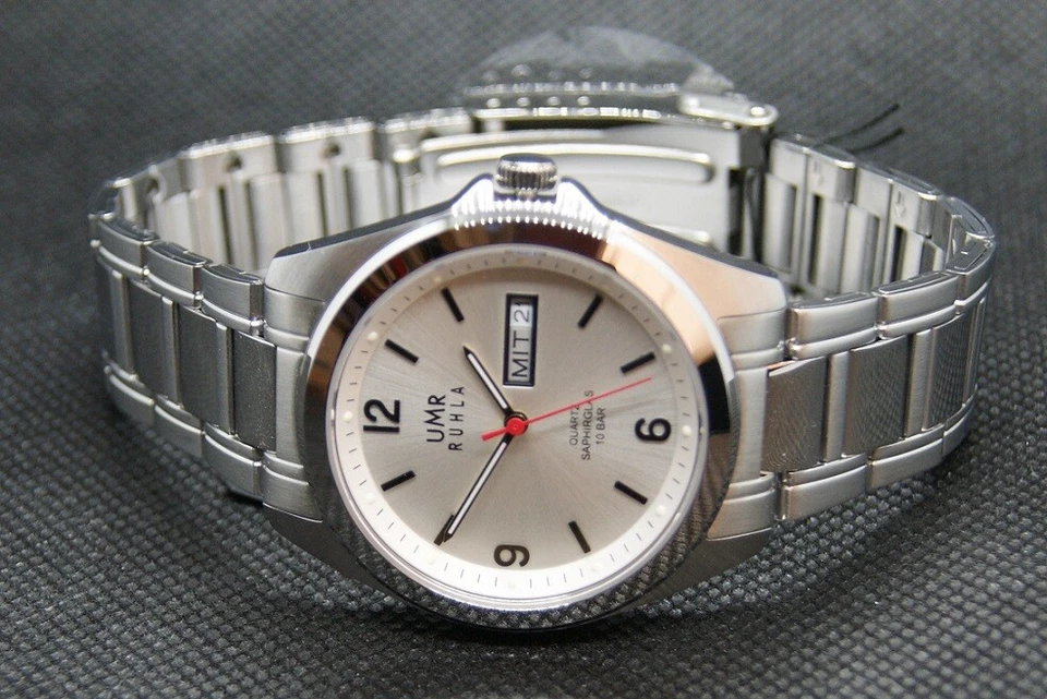 RUHLA UMR Uhren Manufaktur Ruhla Edelstahl Herrenuhr 1770-1 Saphirglas 10bar NEU - Bild 1 von 1