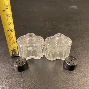 Vintage Salz & Pfefferstreuer Retro Diamant Spitze klar schwarz Tops Japan MCM - Bild 1 von 8