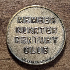 Melrose Park, Illinois IL Miembro Cuarto Siglo Club Bronce Medalla Masónica Ficha - Imagen 1 de 4
