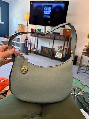 carteras y bolsos de cuero, color azul-gris, herrajes dorados, nunca usados  Foto 1 de 4