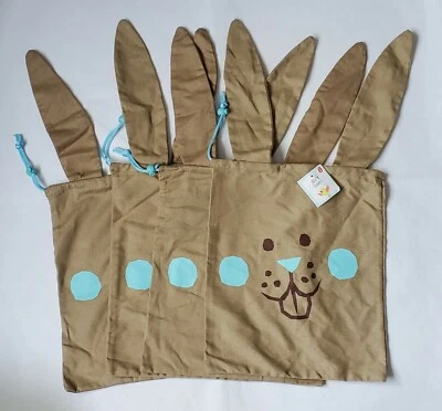 4x Saco de Regalo de Lona con Cordón Diseño Animal Marrón 11"L×13"H, ¡Nuevo con Etiqueta! B17 Foto 1 de 2