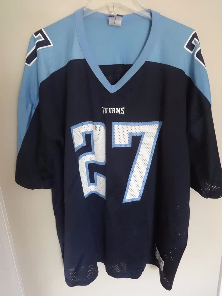 复古冠军埃迪·乔治 # 27 田纳西泰坦队足球球衣男式 48 XL — 第 1/1 张图片
