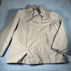RothCo Overcoat Sweater Mens XL Beige Double Breasted Peacoat - Picture 1 of 7