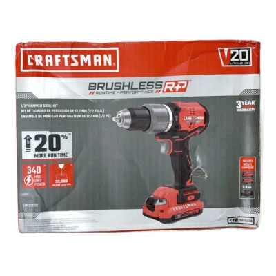 CRAFTSMAN CMCD732D2 V20 20V BRUSHLESS RP Cordless 1/2-in Hammer Drill Kit - Image 1 of 4