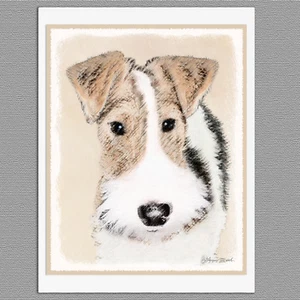 6 Draht Foxterrier Hund Blanko Kunst Notiz Grußkarten - Bild 1 von 1