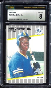 1989  FLEER #548 KEN GRIFFEY JR  ROOKIE  SEATTLE MARINERS - CSG NM-MT 8  - Imagen 1 de 2