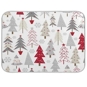 Christmas Tree Dish Drying Mat 16"x18" Absorbent Reversible Kitchen Counter Pad - Picture 1 of 7
