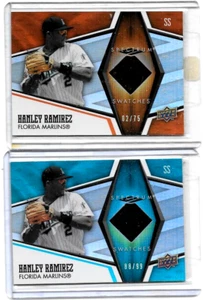 HANLEY RAMIREZ LOT 2008 UD SPECTRUM ORANGE#75/ & TURQUOISE#/99 GAME USED JERSEYS - Picture 1 of 1