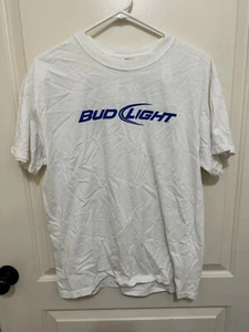 Jerzees Hombre Blanco Manga Corta Bud Light Camiseta Talla L - Imagen 1 de 2