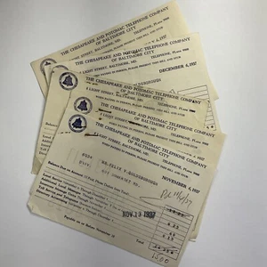 (5) 1937 Chesapeake & Potomac Telephone Company Baltimore City Telefonrechnungen - Bild 1 von 8