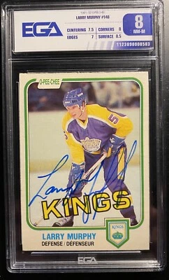 1981-82 OPC Autographed Rookie Larry Murphy KINGS PENGUINS Auto EGA 8 DNA 9 🔥 - Image 1 of 2