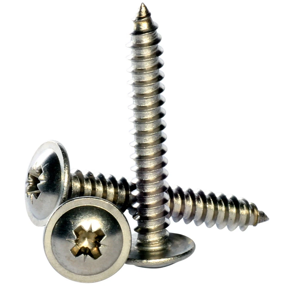 No 6 8 10 POZI FLANGED SELF TAPPING SCREWS FLANGE TAPPERS A2 STAINLESS STEEL - Image 1 of 1