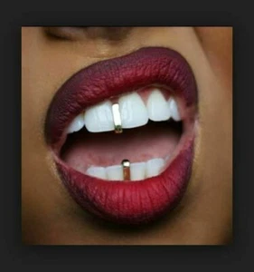 Hip Hop 14K Gold Plated Teeth Upper Top or Lower Gap Grillz + Mold Kit - Picture 1 of 3