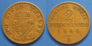 Germany Prussia 180 Einen Thaler 2 Pfenninge 1864 A KM#481 (КГ053) - Picture 1 of 1