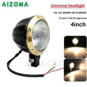 E-mark Motorcycle 4" Vintage Headlight Headlamp Brass Bezel For Chopper Bobber - Picture 1 of 12