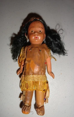 Muñeca India Charlotte Congelada Antigua Composición 5" Foto 1 de 4