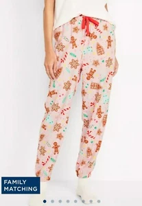 OLD NAVY Flannel Women Holiday Candied Ginger Pink Pajama Joggers PJ Pants XL - Picture 1 of 2