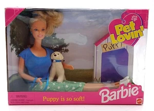 1998 Pet Lovin' Barbie Puppe mit Hund / Doll & Soft Puppy / Mattel 23007, NrfB - Bild 1 von 7